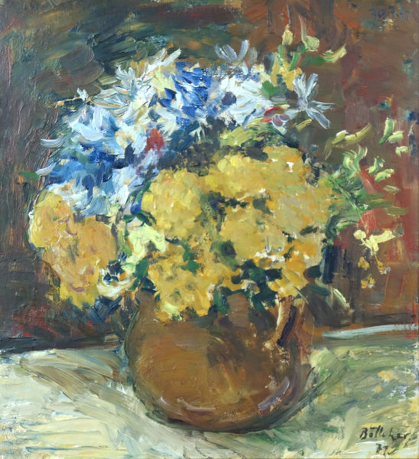 Blumen in Vase (1971)Oil on cardboard. Signed and dated. Framed.Böttcher, ManfredÖl auf