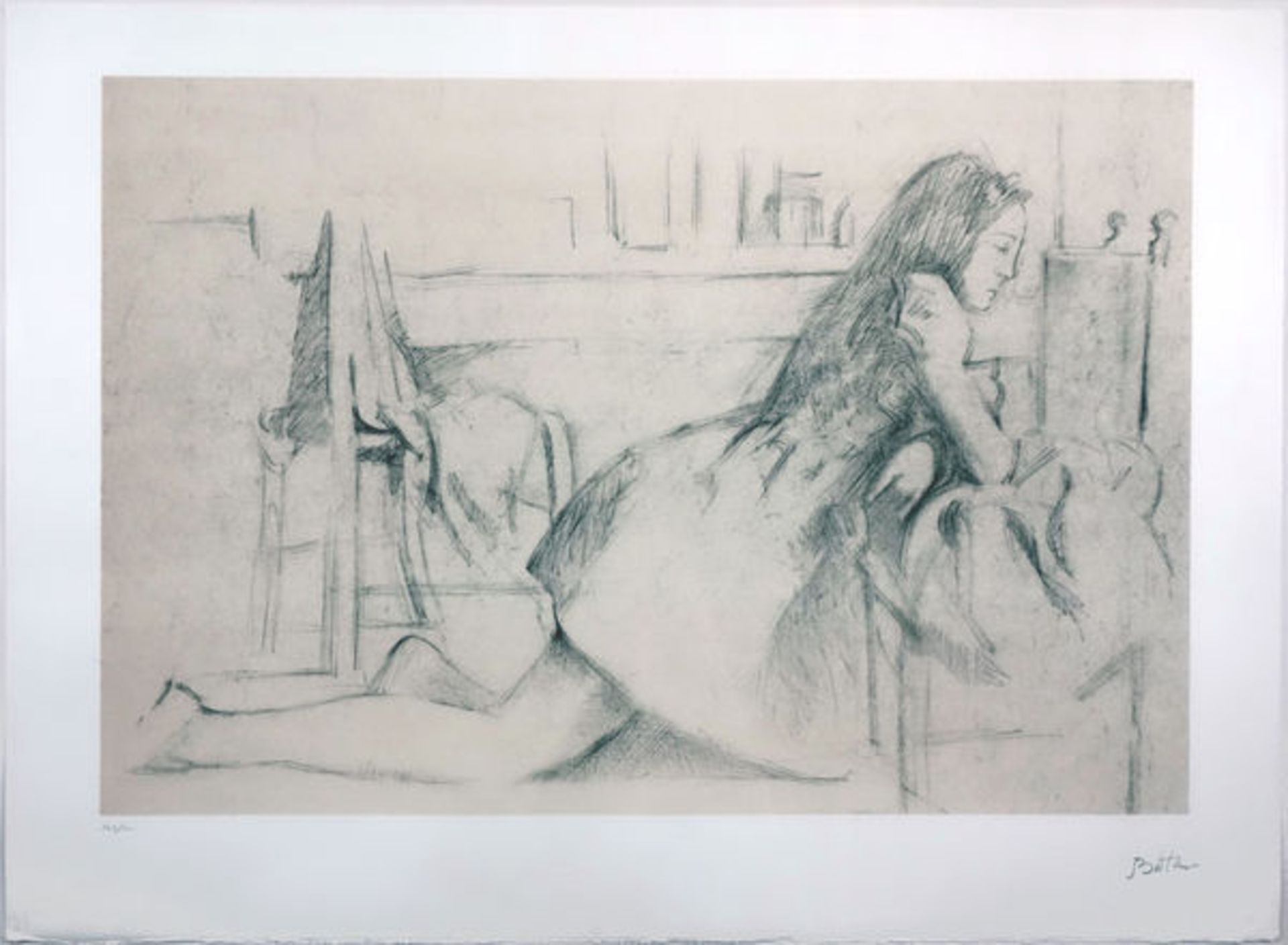 Jeune fille agenouillée (1994)Lithographie on hand made paper. Signed. Numbered "143/150". sheet