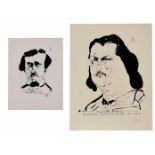 2 Lithographien Horst Janssen1929 Windsbek - 1995 Hamburg "Edgar A. Poe" "Balzac" 1967 je u. re.