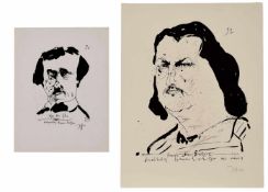 2 Lithographien Horst Janssen1929 Windsbek - 1995 Hamburg "Edgar A. Poe" "Balzac" 1967 je u. re.