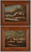Paar Gemälde Niederlande 17./18. Jh."Winterlandschaften" Öl/Lwd. (doubl.), 29,5 x 38,5 cm