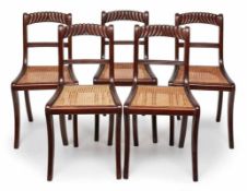 Satz v. 7 Regency-Stil-Stühlen,England 20. Jh. Mahagoni massiv. Rückenlehne m. profilierter