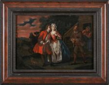 Gemälde Niederlande 17./18. Jh."Der Abschied des Verehrers" Öl/Holz, 30 x 44 cm