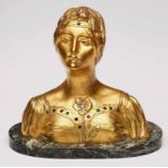 Kl. Halbbüste Henri Fugère(1872 Saint-Mandé - 1944 Paris) "Frauenbüste" Bronze vergoldet. Rücks.