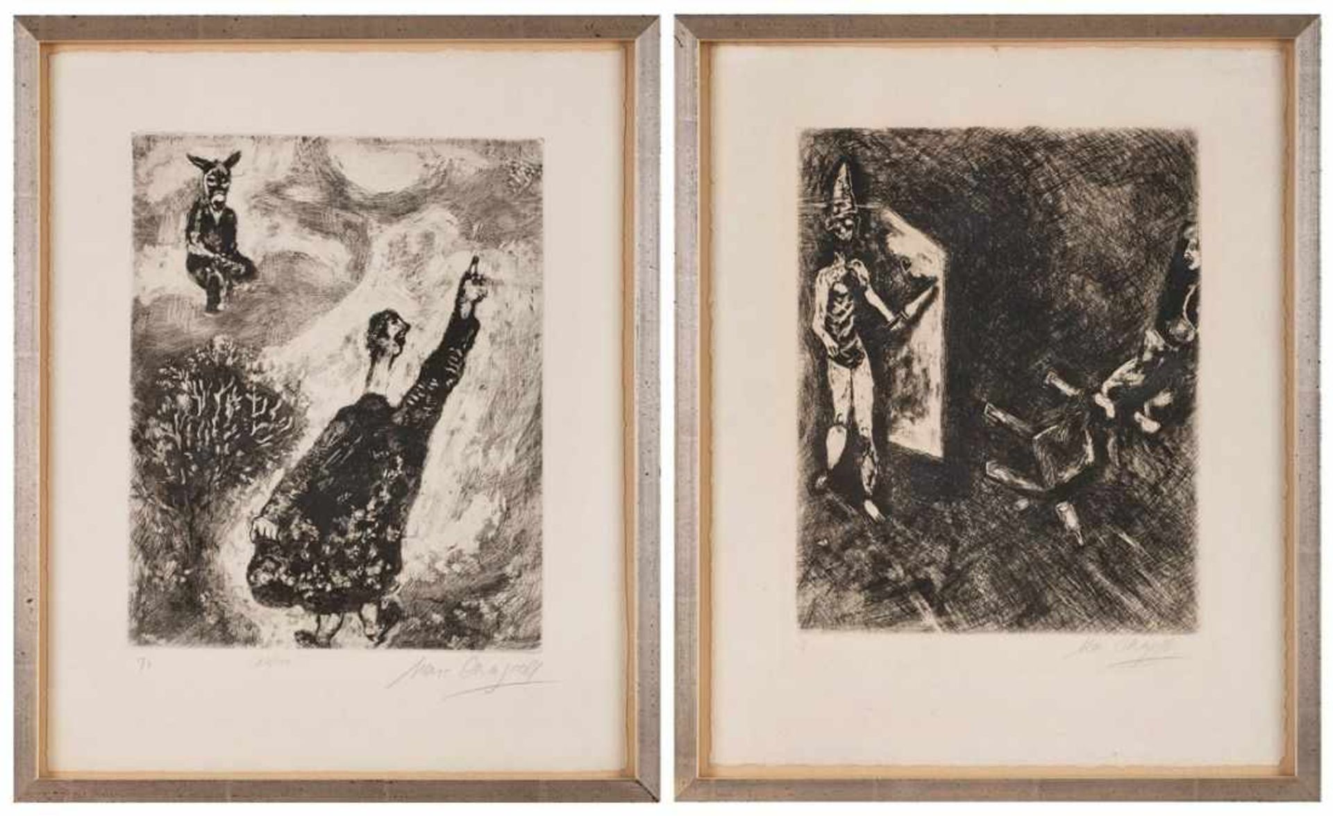2 Radierungen Marc Chagall1887 Witebsk - 1985 Saint-Paul-de-Vence "Bl. 7. u. Bl. 71 aus der Folge: