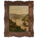 Gemälde Landschaftsmaler um 1900"Pfalz bei Kaub" Öl/Lwd. auf Karton, 40,2 x 30,4 cm