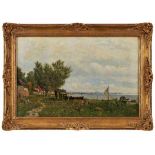 Gemälde Jacob Oxholm Schive1847 Orlandet - 1912 Lillehammer Norwegischer Landschaftsmaler. "