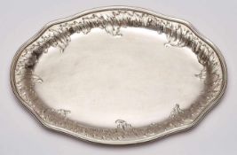 Kl. Tablett, Rokoko-Stil,Koch & Bergfeld um 1900. 800er Silber. Händlerstempel "C. Dahmen". Ovale