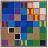 Kollage Heinz Kreutz1923 Frankfurt - 2016 Penzberg "39 Quadrate über blau-rot und blau-gelb" 1973
