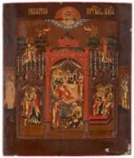 Ikone Russland um 1830"Szenen aus dem Leben der Maria" Temperamalerei und Vergoldung auf