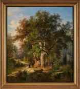 Gemälde Hermann BennekensteinBerliner Landschaftsmaler um 1850-70. "An der alten Eiche" u. li. sign.