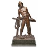 Bronze Paul Ludwig Kowalczewski(1865 Mietschin - 1910 Berlin) "Seemann", hellbraun patiniert.