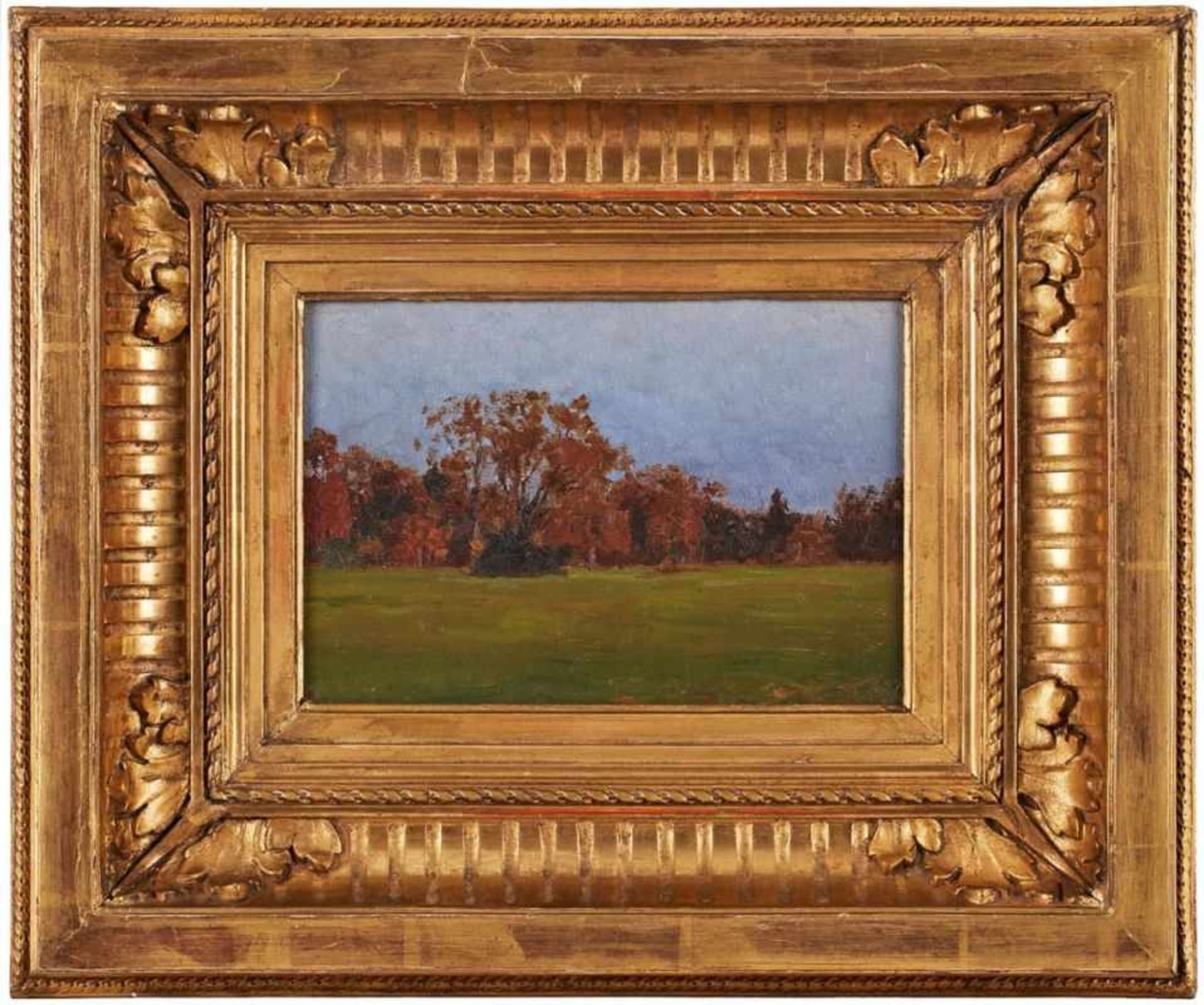 Gemälde Paul von Ravenstein1854 in Breslau - 1938 Karlsruhe "Herbstliche Wiesenlandschaft - Blick