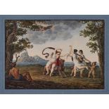 GouacheFiguren- u. Landschaftsmaler um 1800 "Europa mit dem Stier und Hermes an der Küste von Sidon"
