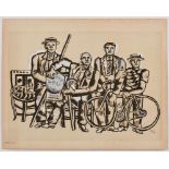 Kol. FarblithographieFernand Legér 1881 Argentan - 1955 Gif-sur-Yvette "Männergruppe mit Fahrrad" im