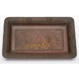 Kl. Tablett mit antikisierendem Relief,Frankreich um 1900. Rotbraun patiniert. Rechteckige Form m.