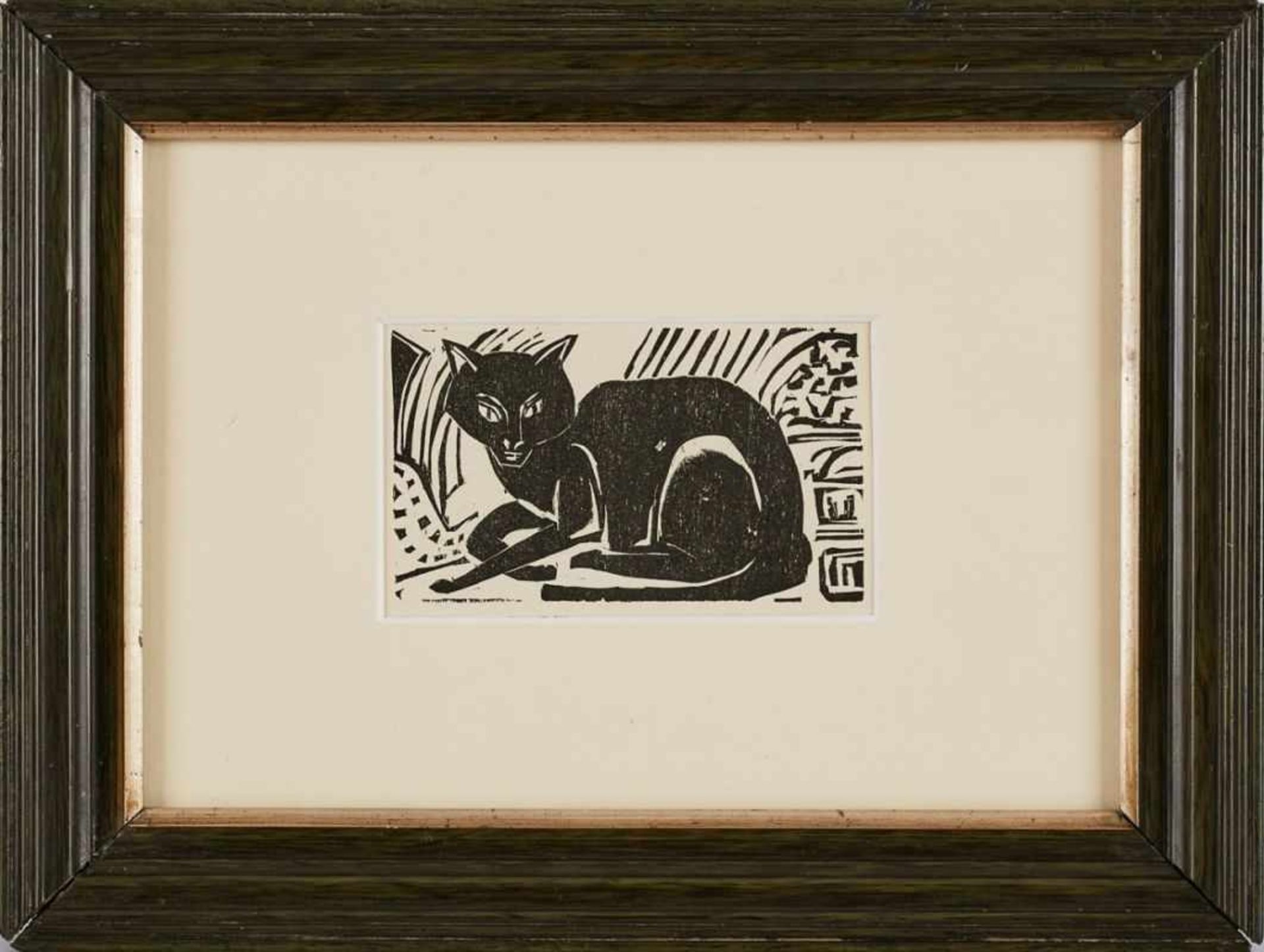 Holzschnitt Ernst Ludwig Kirchner1880 Aschaffenburg - 1938 Davos "Schwarze Katze - Boby" 6 x 9,8 - Image 2 of 2