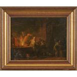 Gemälde Genremaler Ende 18. Jh."Beim Alchemist" Öl/ Holz, 25,2 x 32,7 cm