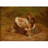 Gemälde Maria Anna Franziska von Guaita1825 Frankfurt - 1859 Frankfurt "Kinder und Spitz am