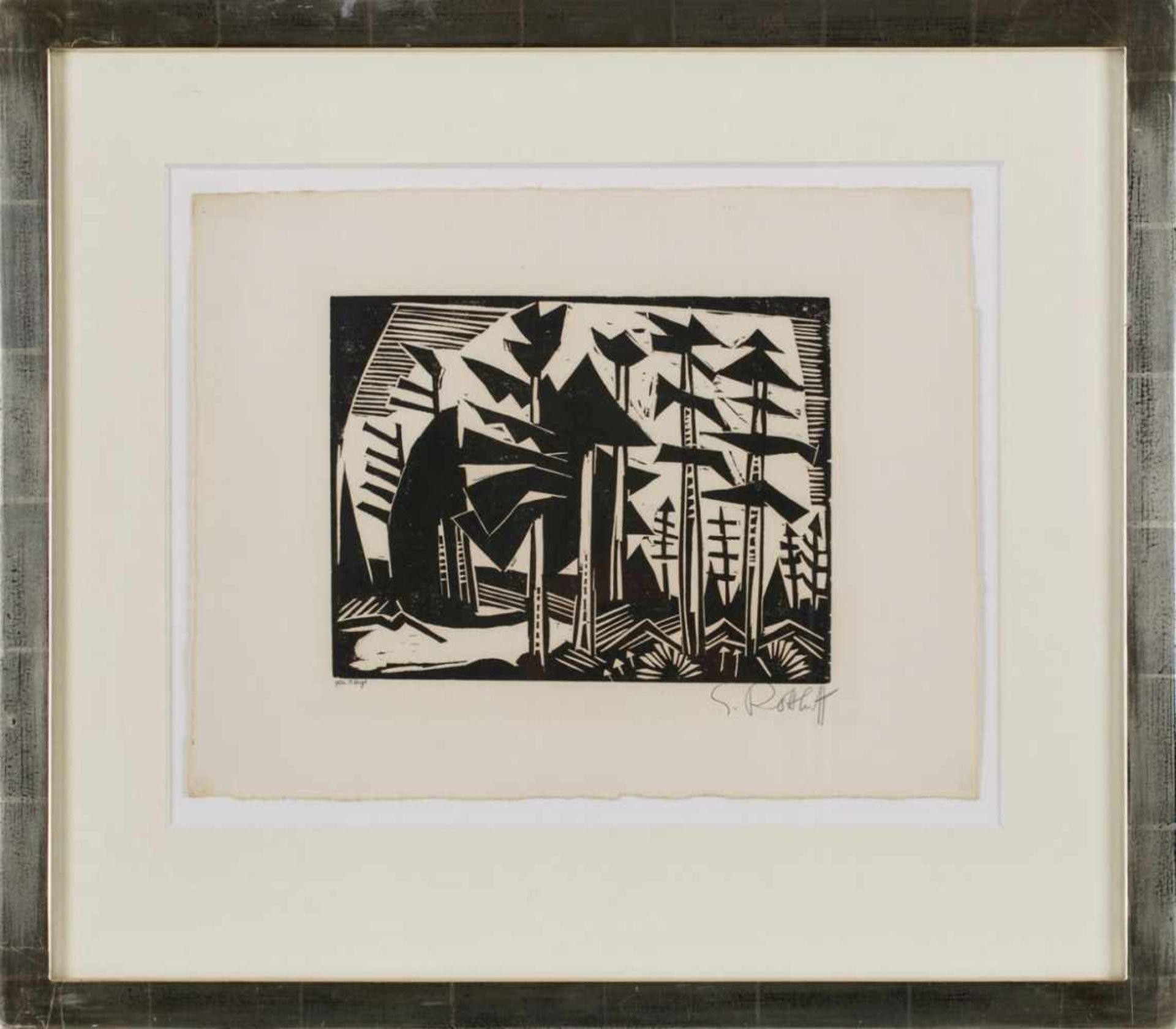 Holzschnitt Karl Schmidt-Rottluff1884 Rottluff - 1976 Berlin "Russischer Wald" 1918 u. re. sign. - Bild 2 aus 2