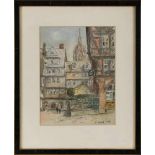 Kol. Kohlezeichnung Wilhelm Raab1907 Frankfurt - 1989 Frankfurt "Frankfurter Altstadt" u. re.