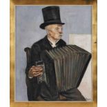 Gemälde Guy Mytychgeb. 1939 Lüttich "Alter Mann mit Zylinder und Akkordeon" u. re. sign. Mytych