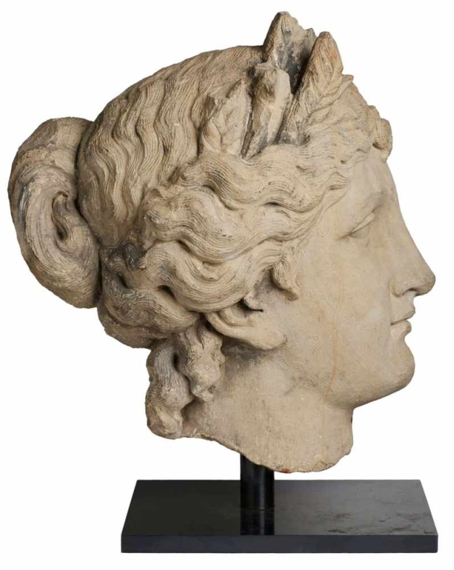 Fragment einer gr. StatueKopf der Demeter, Historismus, Ende 19. Jh. Kalksandstein, vollrd. - Bild 4 aus 5