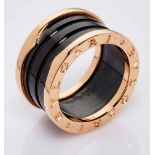 Bulgari-Ring B.zero1.18 kt RG mit schwarzen Keramikringen, 4-Band- Ring, unflexibel, Innenseite bez.