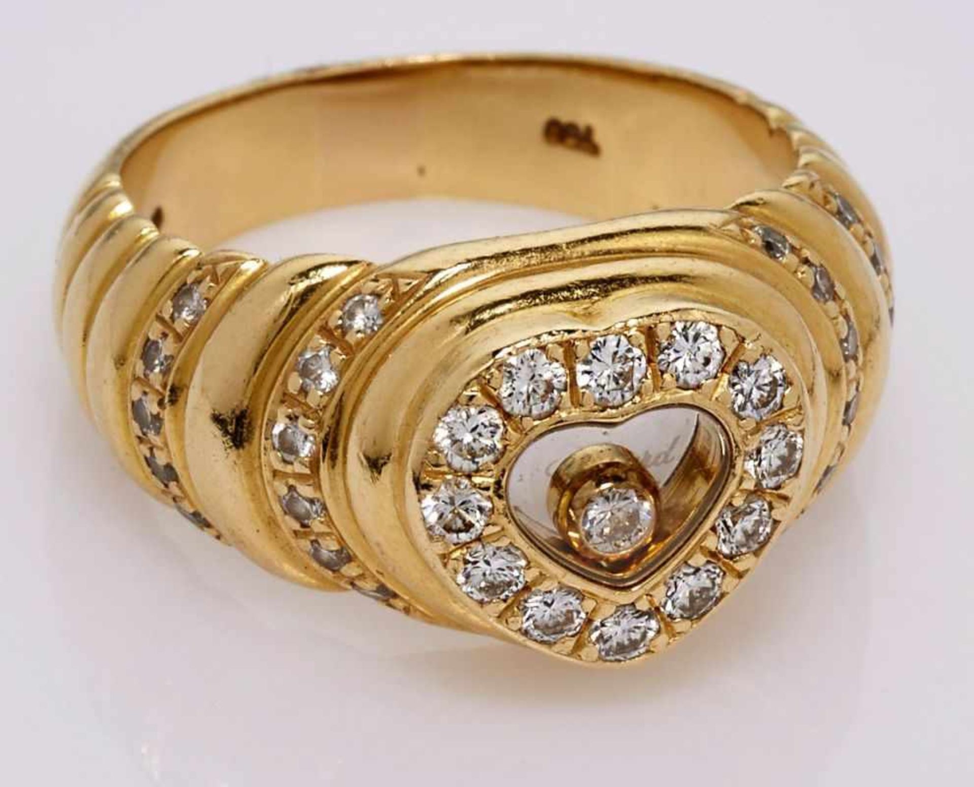 "Happy Diamonds" Chopard-Ring.18 kt GG, besetzt mit 35 Brillanten von zus. ca. 0,48 ct, im