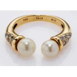 Vintage-Ring Tiffany & Co.18 kt GG, offener Ring besetzt mit 18 Brillanten von zus. ca. 0,89 ct