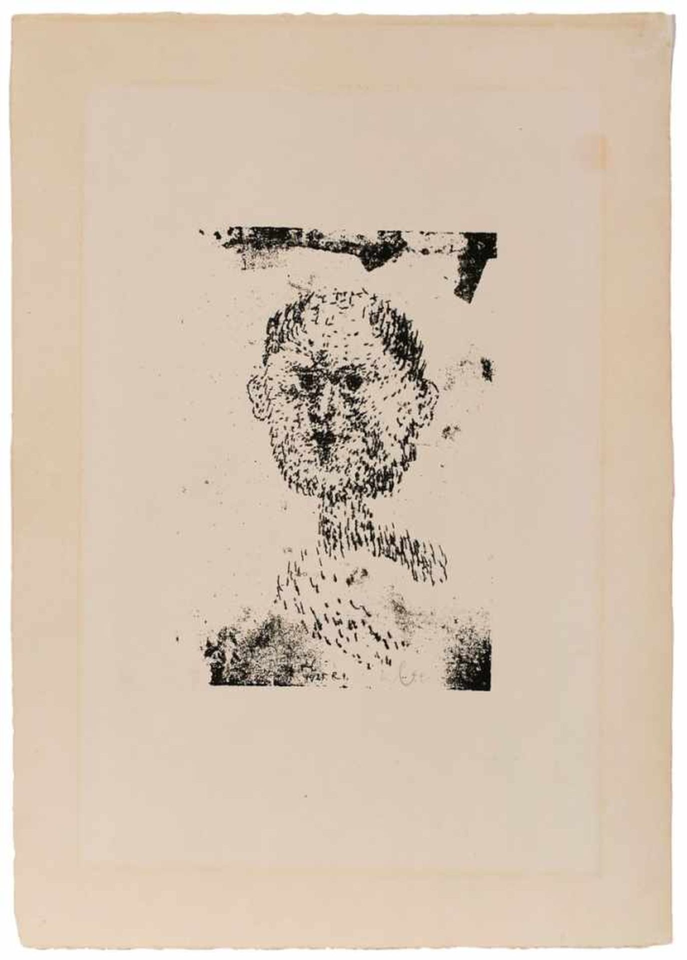 Lithografie Paul Klee1879 Münchenbuchsee - 1940 Muralto/Locarno "Kopf (Bärtiger Mann)" 1925 u. re.