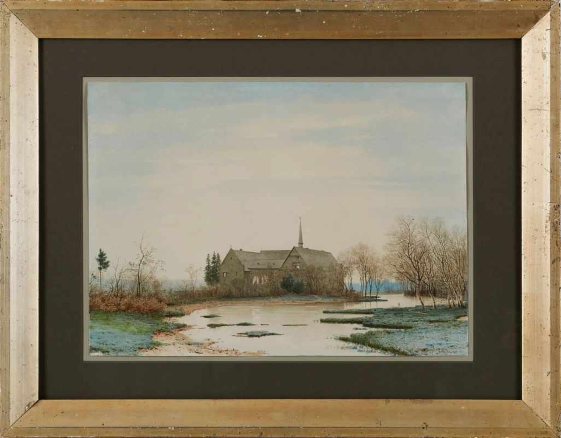 Aquarell Carl Theodor Reiffenstein1820 Frankfurt - 1893 Frankfurt "Kloster in herbstlicher