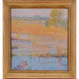 Gemälde monogr. B.Impressionistischer Landschaftsmaler um 1920 "In der Mittagssonne" u. re.