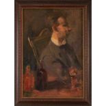 Gemälde Bildnismaler um 1900"Bildnis eines sitzenden jungen Mannes" Öl/ Lwd, 80 x 53,5 cm