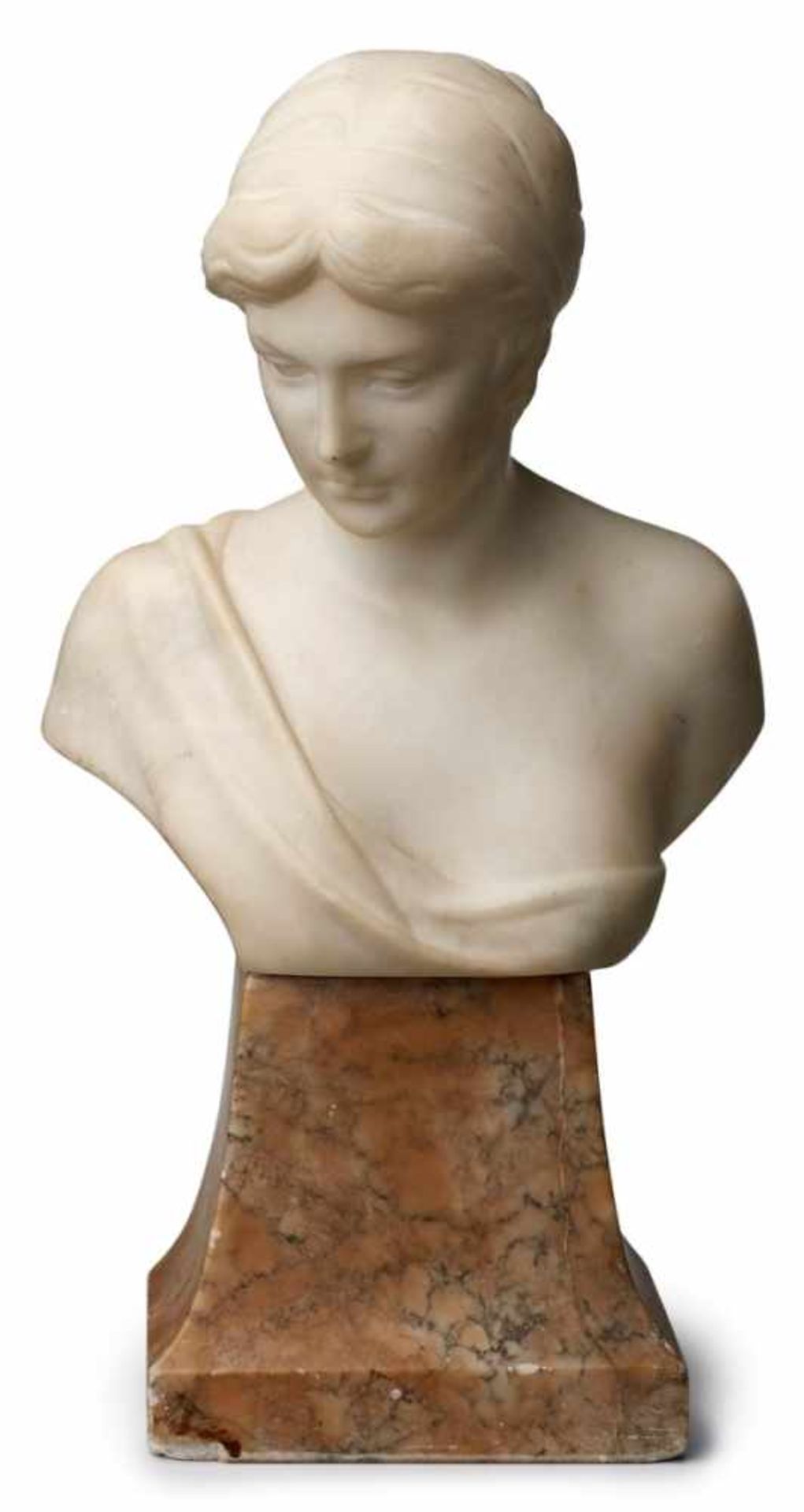 Marmorbüste Valmore Gemignani(Italien, 1879 - 1958) Junge Dame in antiker Manier, Jugendstil, dat.