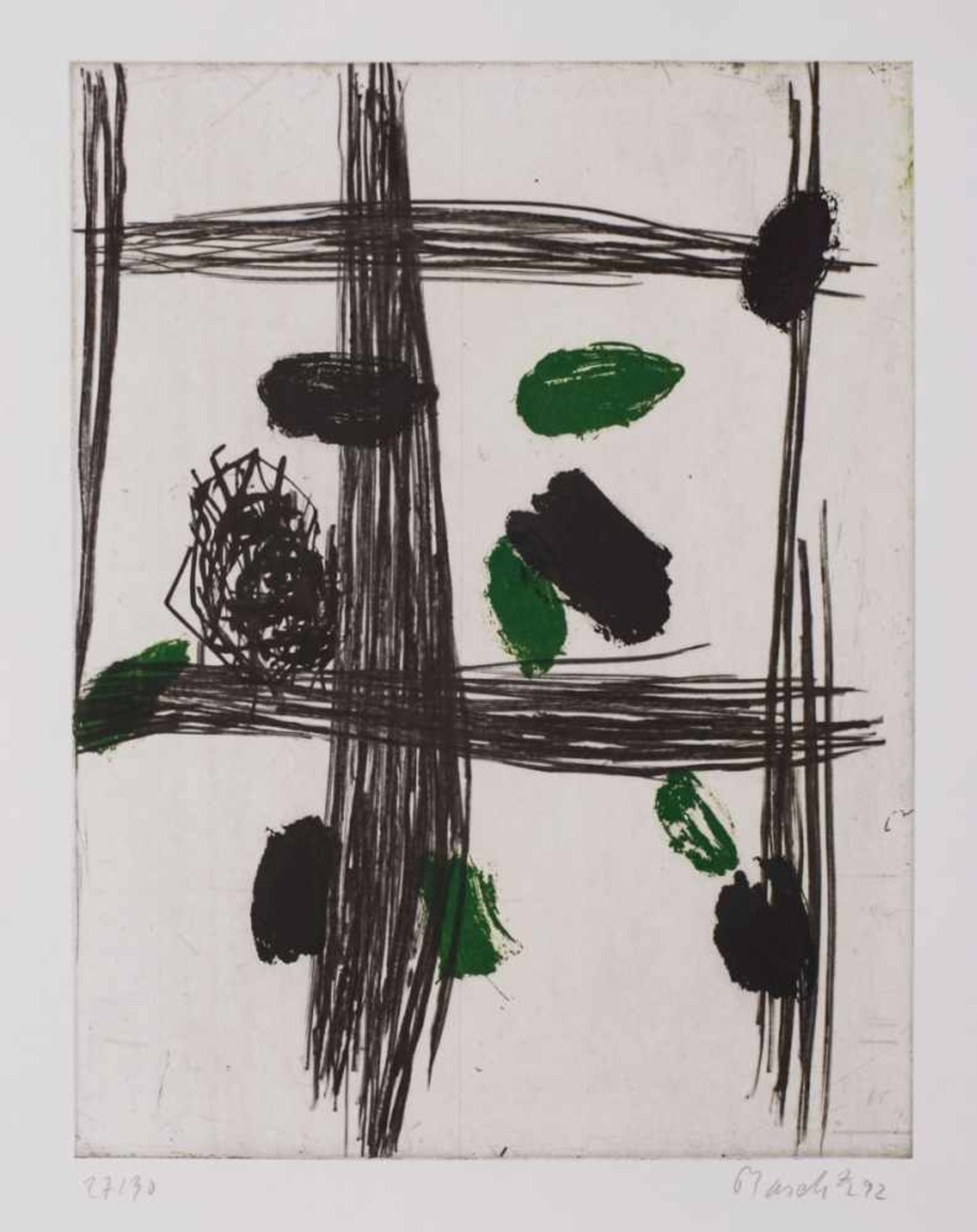 Farbradierung u. AquatintaGeorg Baselitz geb. 1938 Deutschbaselitz "Fensterkreuz" 91/92 u. re. sign.