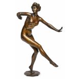 Kl. Bronze Otto Schmidt-Hofer(deutsch, 1873 - 1925) Tanzende, um 1920. Braun patiniert. Auf einem