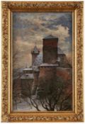 Gemälde Carl Kehr1866 Nürnberg - 1919 Neuenstein "Winterabendansicht der Nürnberger Burg" 1896 u.