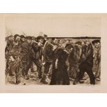 Radierung Käthe Kollwitz1867 Königsberg - 1945 Moritzburg "Auszug aus: Ein Weberaufstand" u. re.