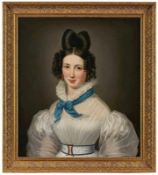 Gemälde Bildnismaler um 1840"Porträt einer jungen Frau" Öl/Lwd. (doubl.), 76 x 67 cm