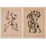 2 Radierungen Ossip Zadkine1888 Wizebsk - 1967 Paris "Tänzer & Figurenstudien" beide u. re. sign.