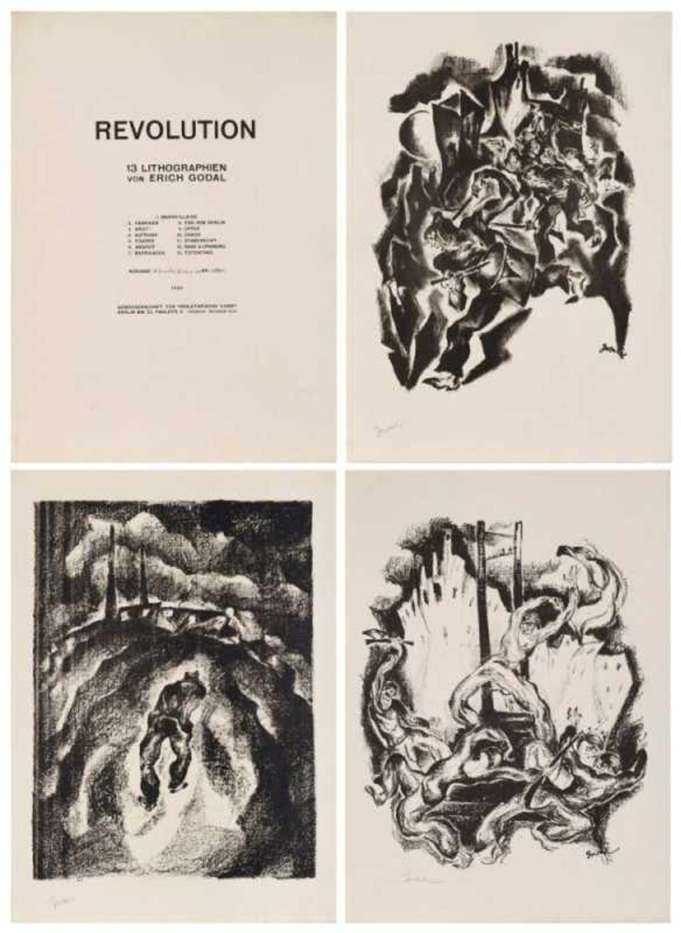 Mappe mit 13 LithographienErich Godal 1899 Berlin - 1969 Hamburg "Revolution" 1920 meist sign. Godal