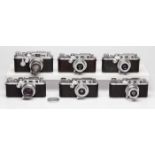 Konvolut von 6 versch. Kameras "Leica",Wetzlar um 1940-60. Seriennr.: "211045", "243647", "