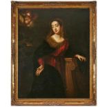 Gemälde Sakralmaler 18. Jh.i.d. Art des Constantin Netscher 1669 - 1723 "Maria mit Engeln" Öl/