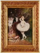 Gemälde Félix Jansegeb. um 1860 in Antwerpen Belgischer Figuren- u. Tiermaler. "Ballerina mit