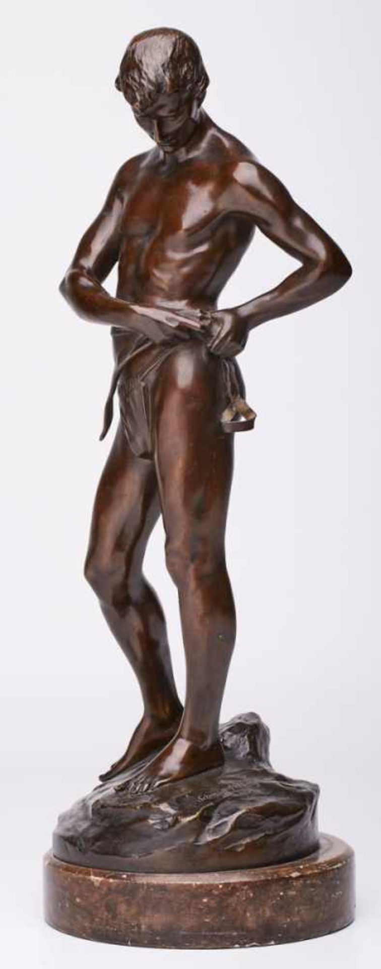Bronze Julius-Paul Schmidt-Felling(deutsch, 1835 - 1920) David, dat. 1904. Rotbraun patiniert.