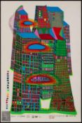 Serigrafie mit FolienprägungFriedensreich Hundertwasser 1928 Wien - 2000 an Bord der Queen Elizabeth