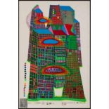 Serigrafie mit FolienprägungFriedensreich Hundertwasser 1928 Wien - 2000 an Bord der Queen Elizabeth