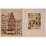 2 Fotografien AlbumenabzügeCarl Hertel 1832 -1906 und Anonym 19.Jh. "Altes Haus auf dem Römerberg u.