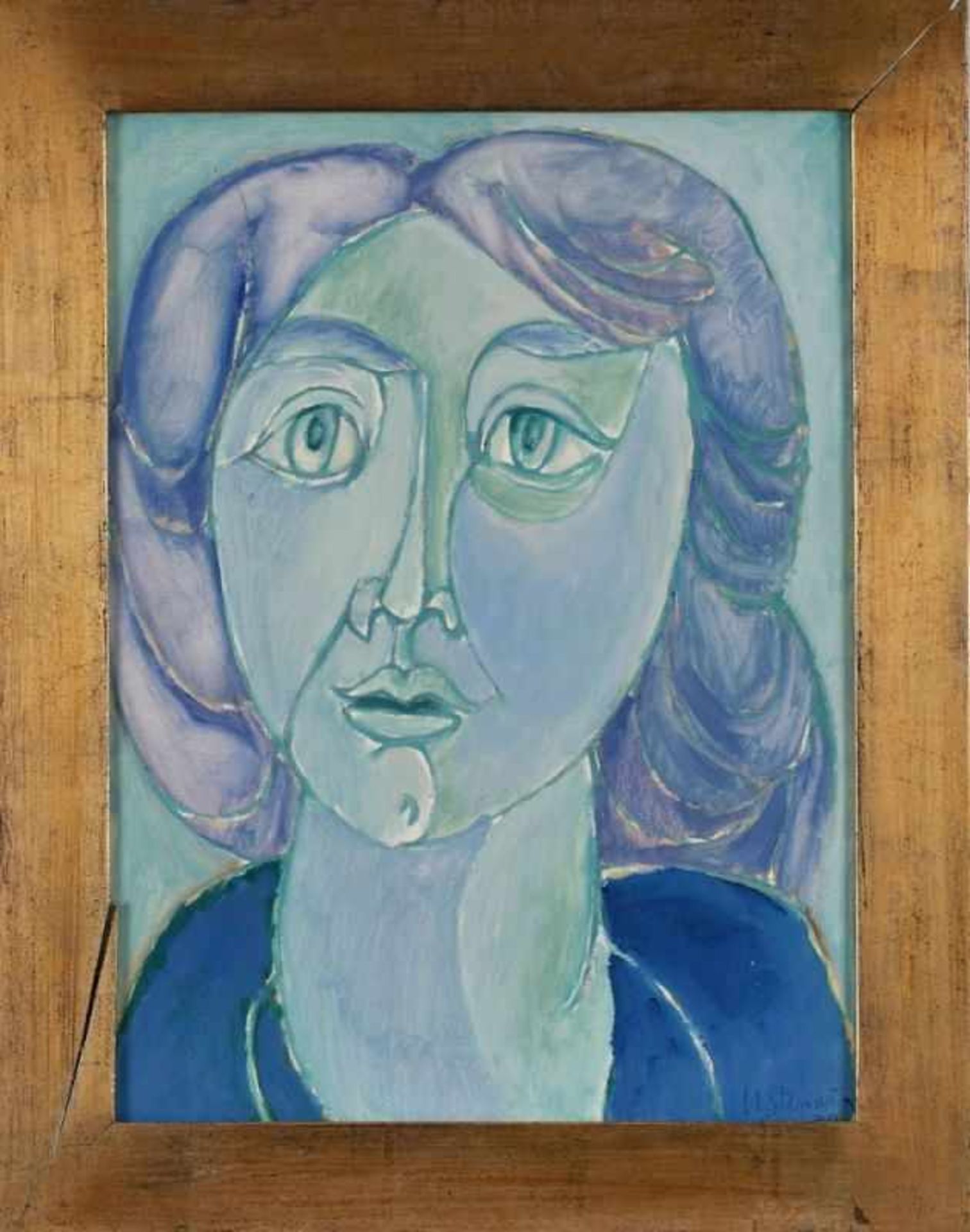 Tempera Heinrich Steiner1911 Kaiserslautern - 2009 Rom "Portrait einer jungen Frau" u. re. sign.